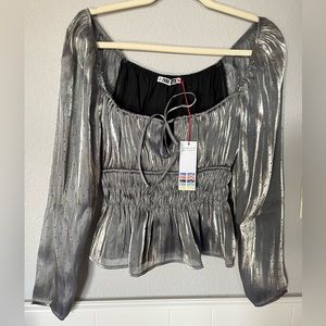 Ciao Lucia Metallic Polka Dot Raphaela Top Size XS